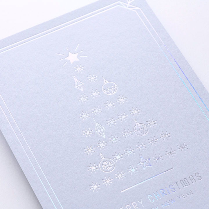 ホログラム箔を使用した箔押しクリスマスカード
