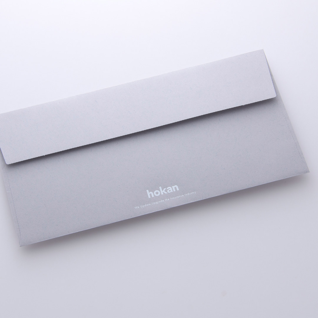 封筒｜ライナーグレー《長3カマス》<br>加工｜つや消し銀箔・モノクロ印刷