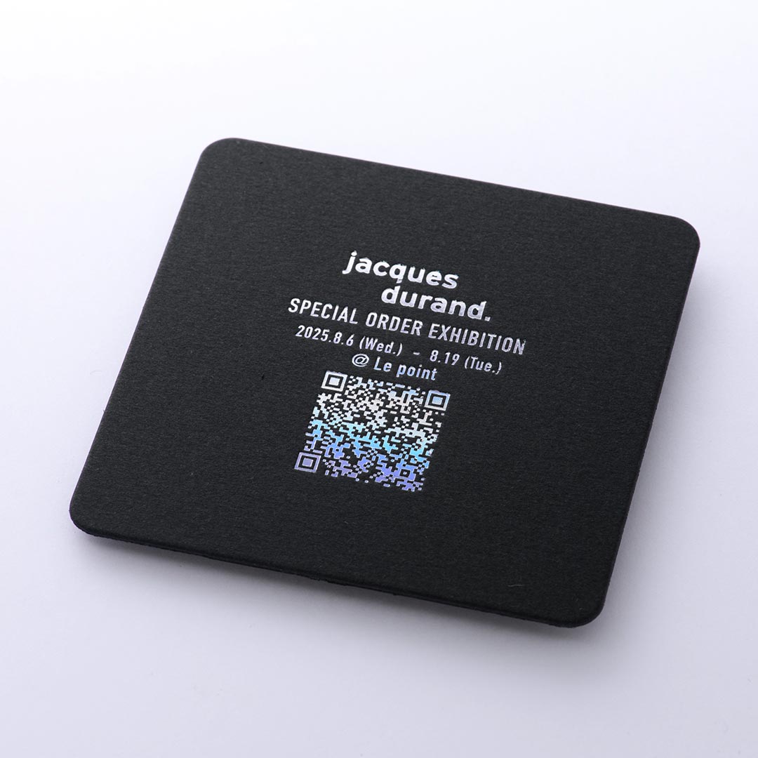 コースター│黒 四角型 1mm<br>箔│ホログラム箔レインボー