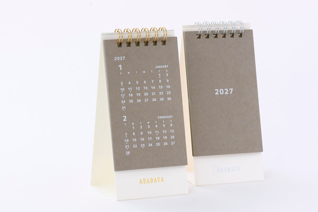 シンプルデザインの卓上カレンダー2027